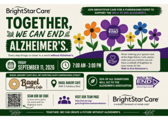 BrightStar Care Fundraiser at Bagel Bakery Cafe to Support Walk to End Alzheimer’s BrightStar Care Fundraiser at Bagel Bakery Cafe to Support Walk to End Alzheimer’s